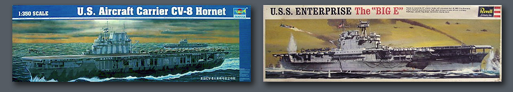Revell USS Enterprise and Trumpeter USS Hornet kits
